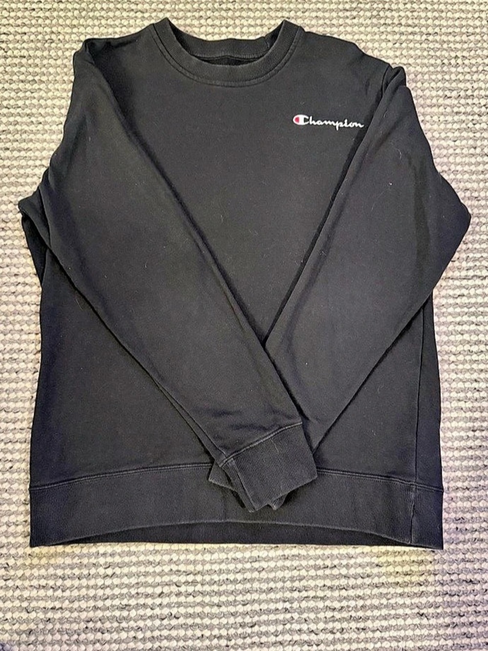 Champion Script Logo Crewneck Sweatshirt Men's Black Medium
